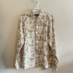 Buffalo David Bitton Beige Duck Camo Pinstripe Button Down Shirt – Large EUC